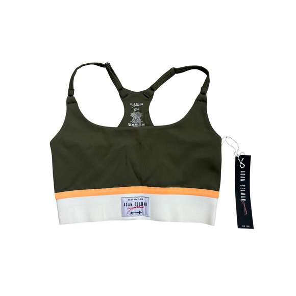 Adam Selman Sport Other - Adam Selman Sport Womens XXS Khaki Green Orange Stripe Racerback Sports Bra NEW